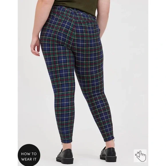 NWT TORRID Zip Skinny Pant - Luxe Ponte Tartan Plaid - Picture 3 of 6